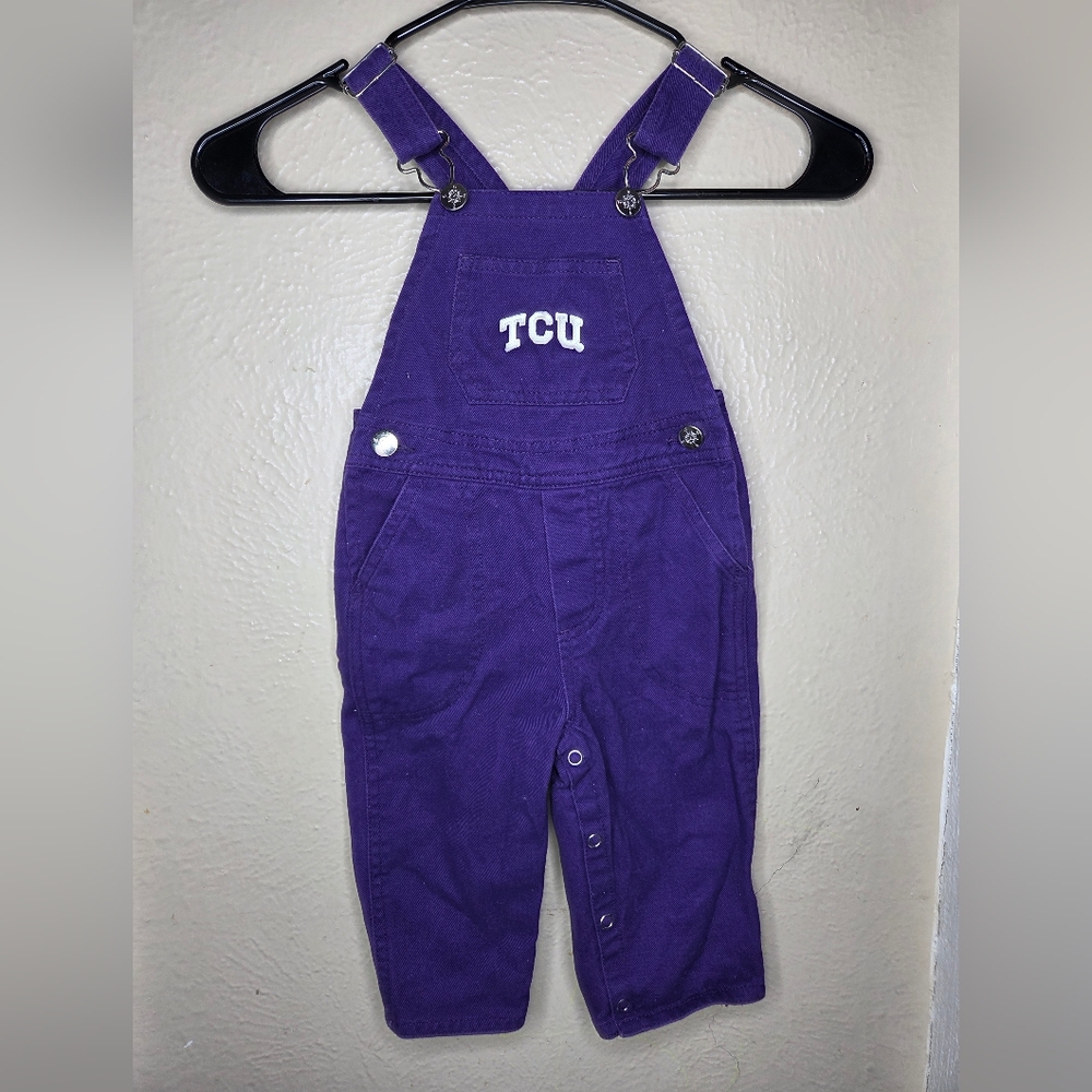 Creative Knitwear Baby Purple TCU Texas University Unisex Overalls Size 12M